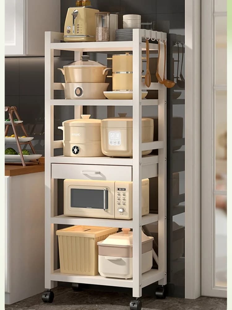Supporto per microonde Scaffale per forno a microonde Scaffale per cucina Scaffale per armadio Cassetto da pavimento Organizzatore per piano cottura Scaffali per panettiere