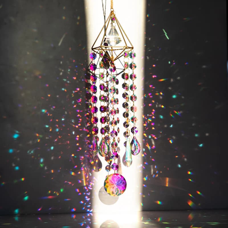 Crystal Wind Chimes Hanging Prisms Pendant Suncatcher Rainbow Maker Ornaments For Window Chandelier DIY Home Garden Decoration