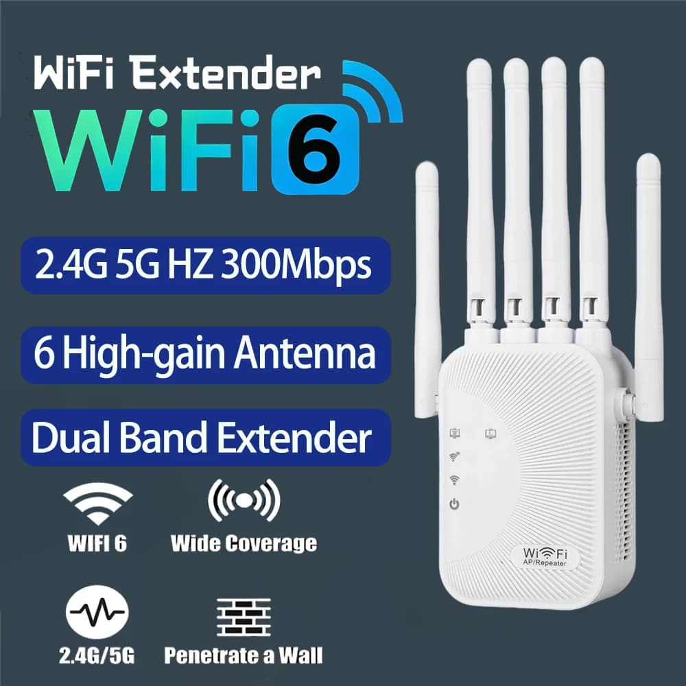 Amplificatore Wi-Fi Dual Band AC300 2.4G/5G, Ripetitore di Rete, Estensore di Portata, Router Wireless, Potenziatore di Segnale