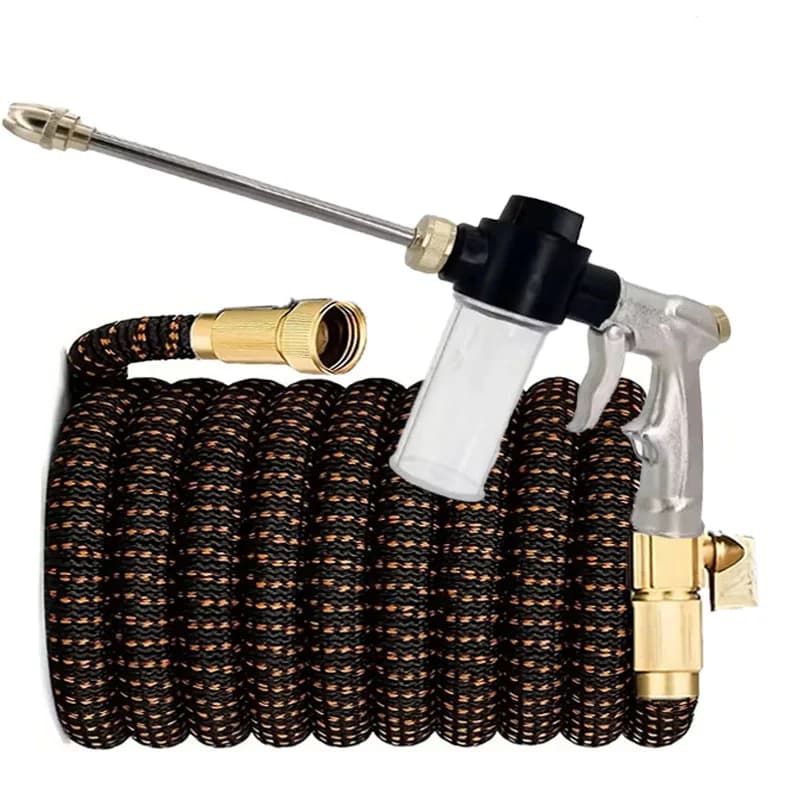 Expandable Flexible Garden Pipe, Auto Washing Tube with 3/4 Connector and High Pressure Gun for Washing Auto 25FT