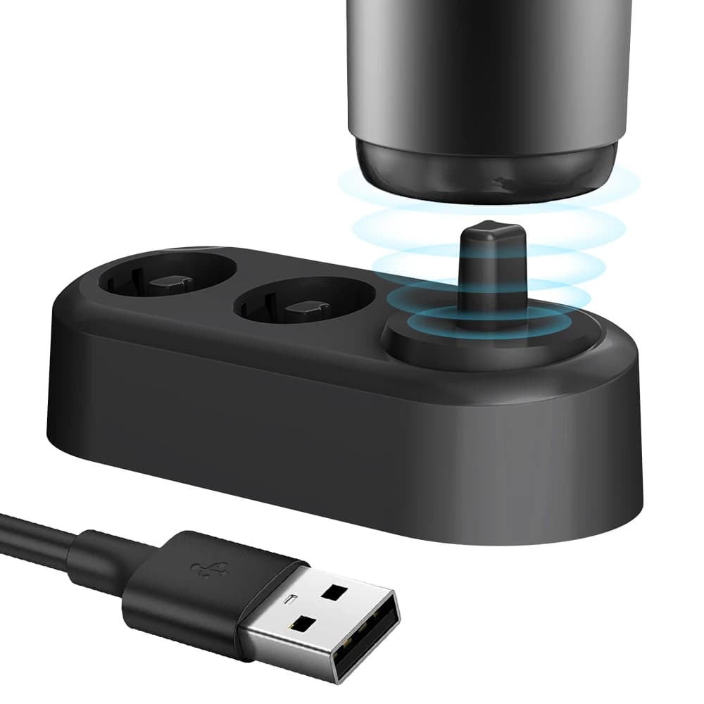 Compatible with Oral B iO 2/3/4/5/6 electric toothbrush, induction portable USB charger, charging base with 2 heads support.
