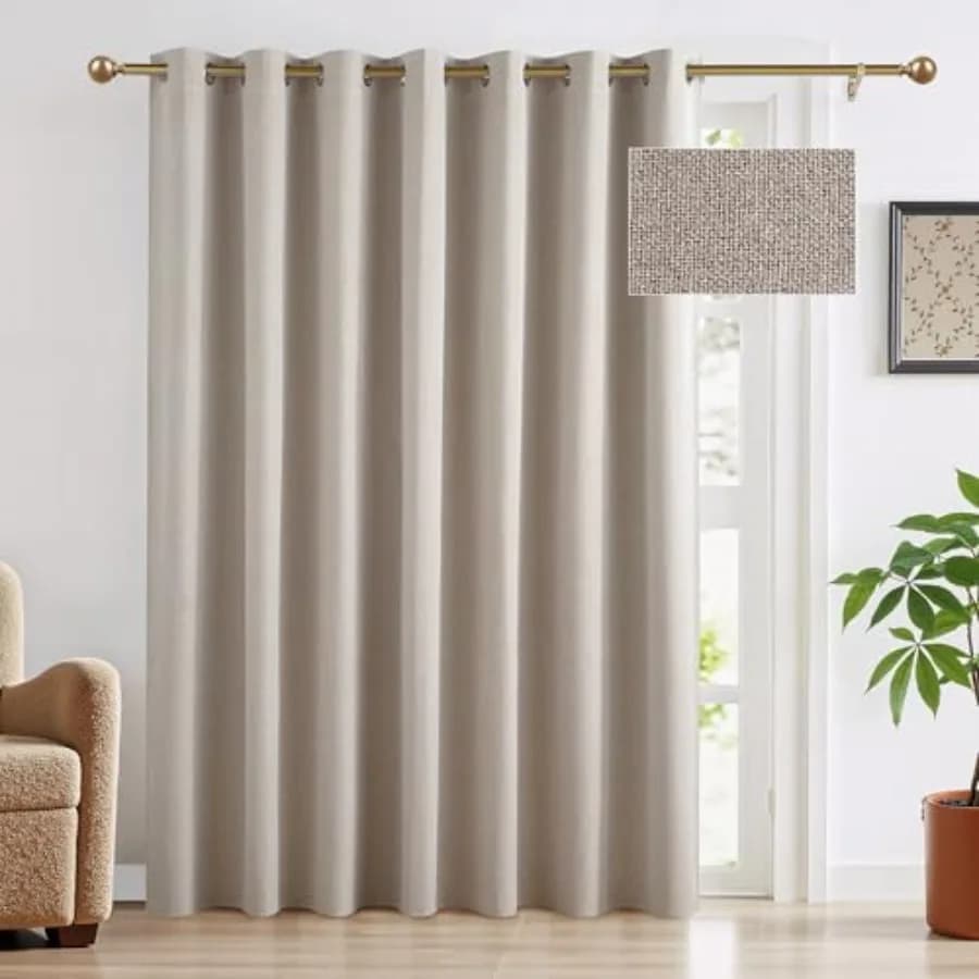 100% out Curtain for Sliding Doors - Extra Wide Heat Blocking Patio Glass Door Drape Room Divider Curtain for Apartment W100 x