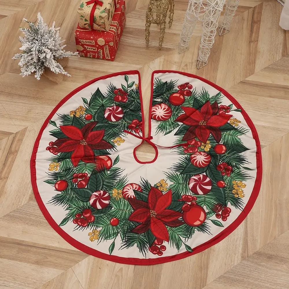 Christmas tree Creative skirt Soft round apron for Christmas tree Reusable Christmas tree skirt in polyester Supplies for tree base