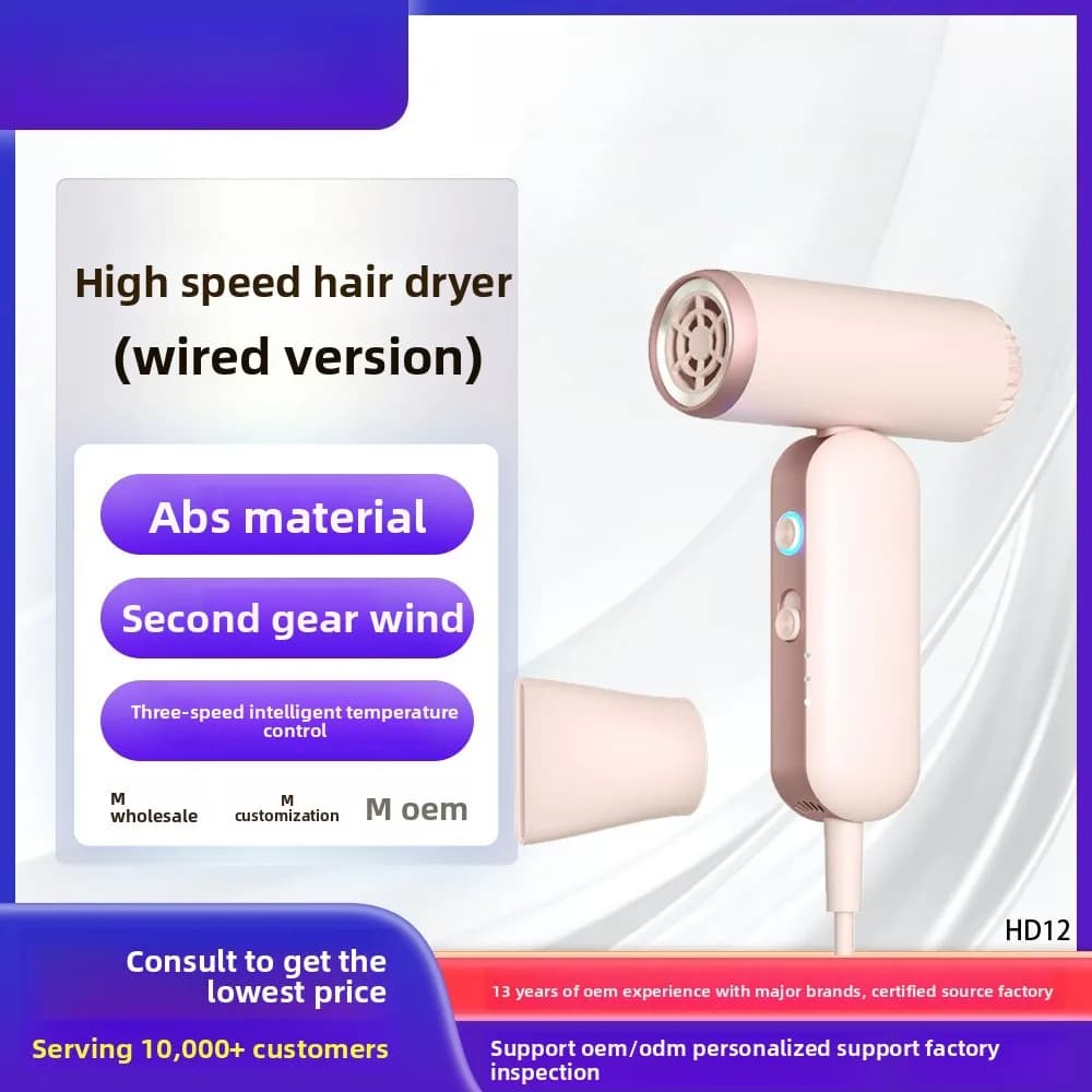 Mini Portable High Speed Hair Dryer Constant Temperature 4 Gears Negative Ion Hair Care Household Travel Hair Dryer Wholesale