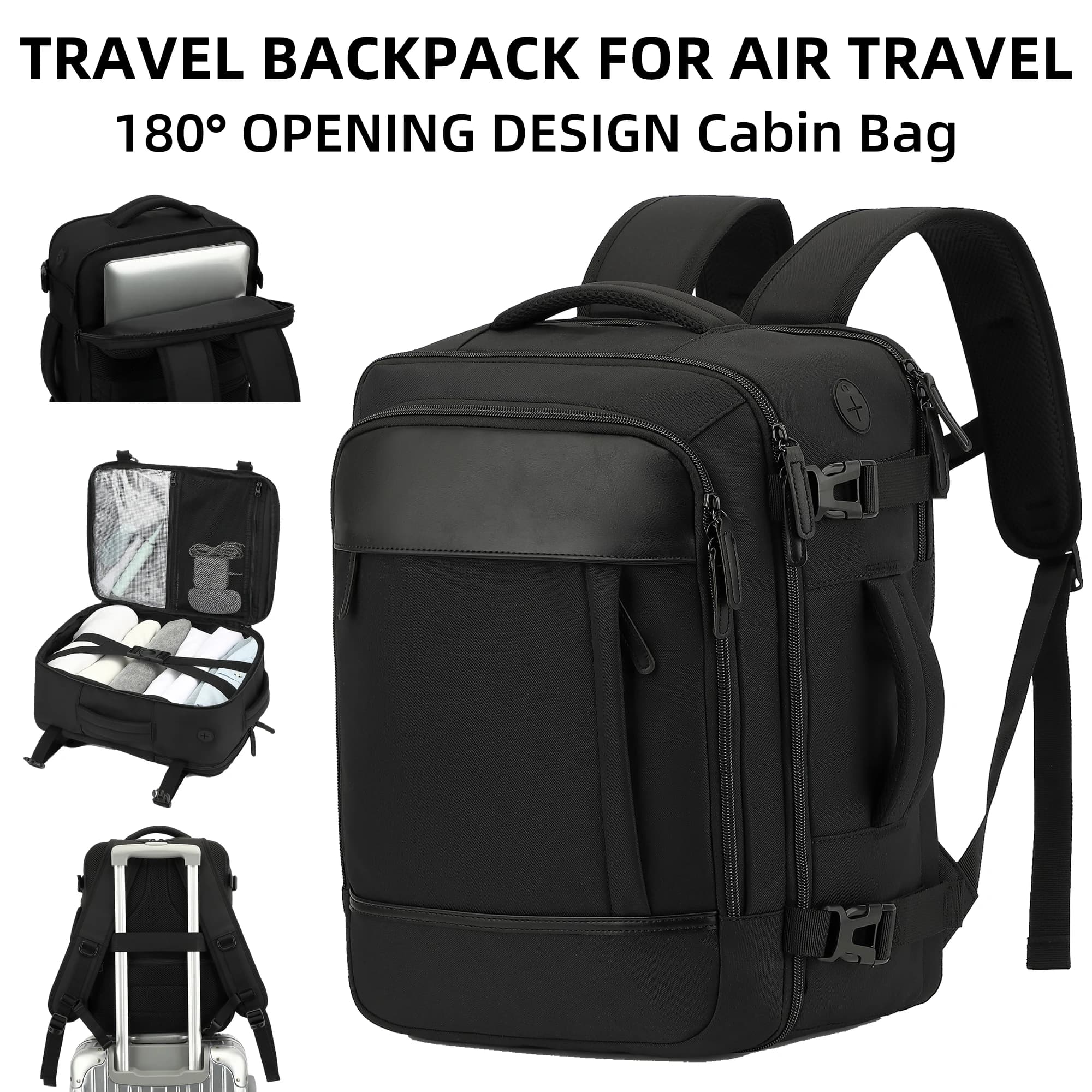 Nuovo Zaino da Cabina Wizzair Ryanair 40x30x20, Bagaglio a Mano per Viaggi Brevi e Business, Zaino per Laptop 15.6" Uomo Donna