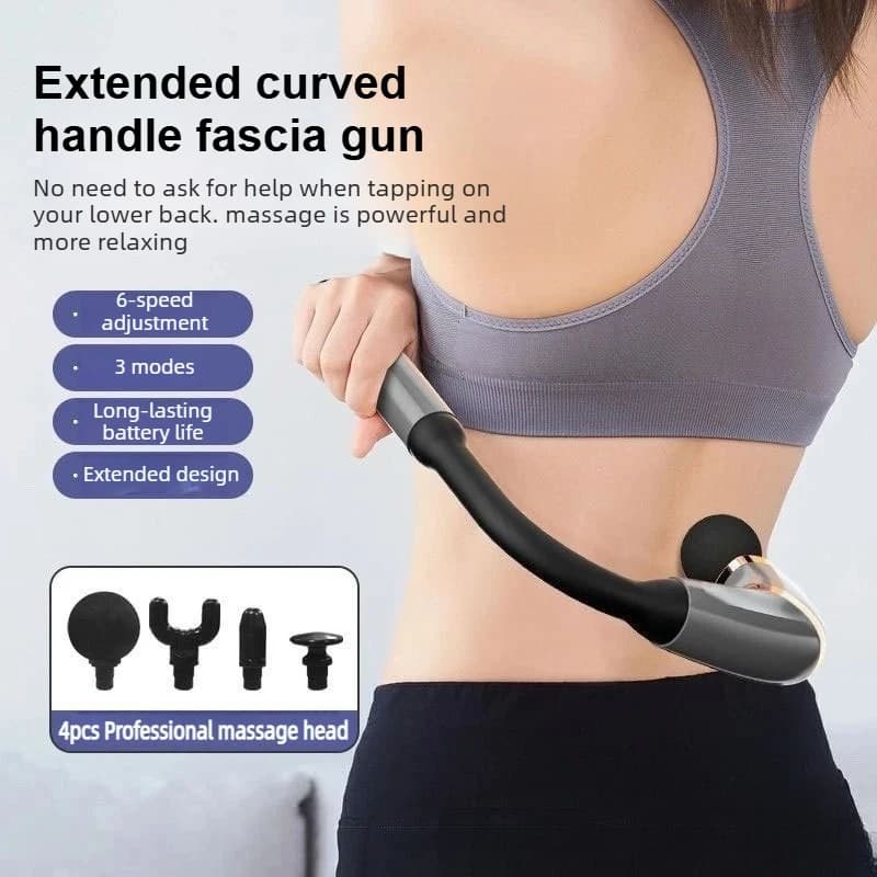 Home muscle relaxation deep massager, with multiple massage heads curved fascia guns that can be pressed on the back by oneself