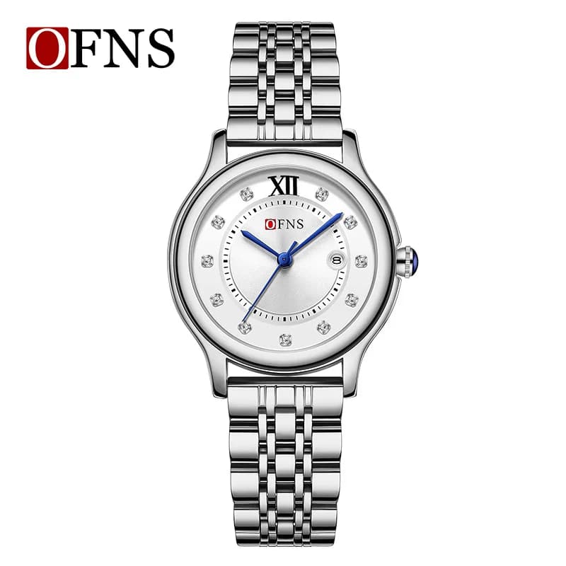 Women's OFNS Quartz watch, on special offer, trendy, simple and elegant, for leisure, with calendar and waterproof.