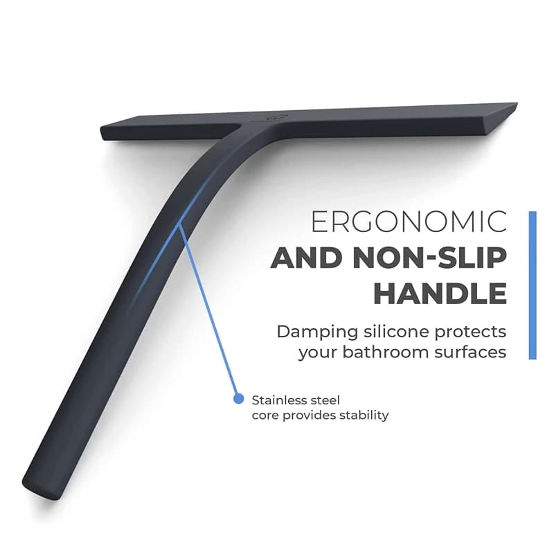 Shower Squeegee 28cm Window Glass Wiper Scraper Cleaner with Silicone Blade Holder Hook for Home Kitchen Bathroom Wall Car Glass