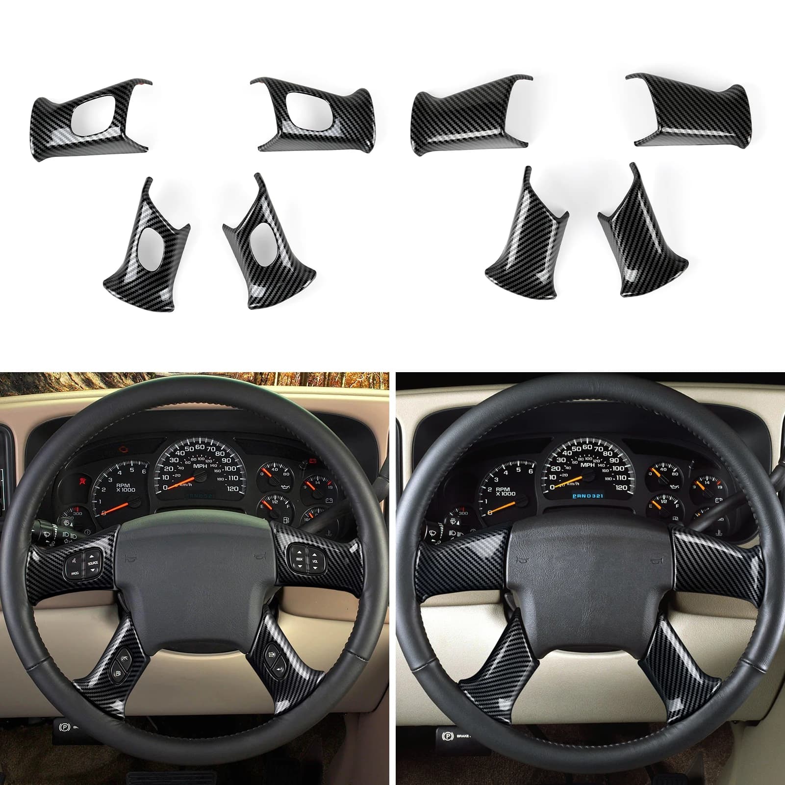 ABS steering wheel panel cover, carbon fiber interior adhesives, for GMC Envoy Savana Sierra Yukon XL (2003-2009) Car accessories