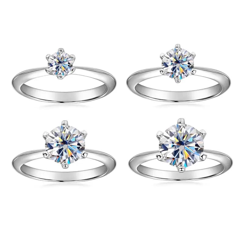 Anziw 0.5CT-3.0CT Anello solitario Moissanite Placcato in argento 925 Fede nuziale di fidanzamento in oro bianco per le donne Anello da dito certificato