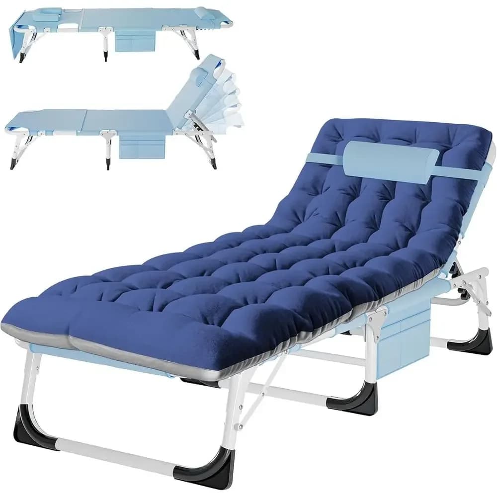 Sedia a sdraio 4-in-1 con braccioli e fori per le mani, poltrona reclinabile resistente con cuscino, nessun montaggio richiesto per bordo piscina, riposo in ufficio
