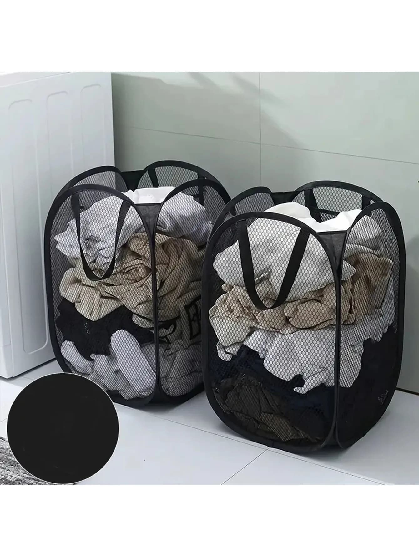 Single Layer Large Capacity Foldable Mesh Storage Basket, Portable Laundry Basket. Practical Household Storage Products
