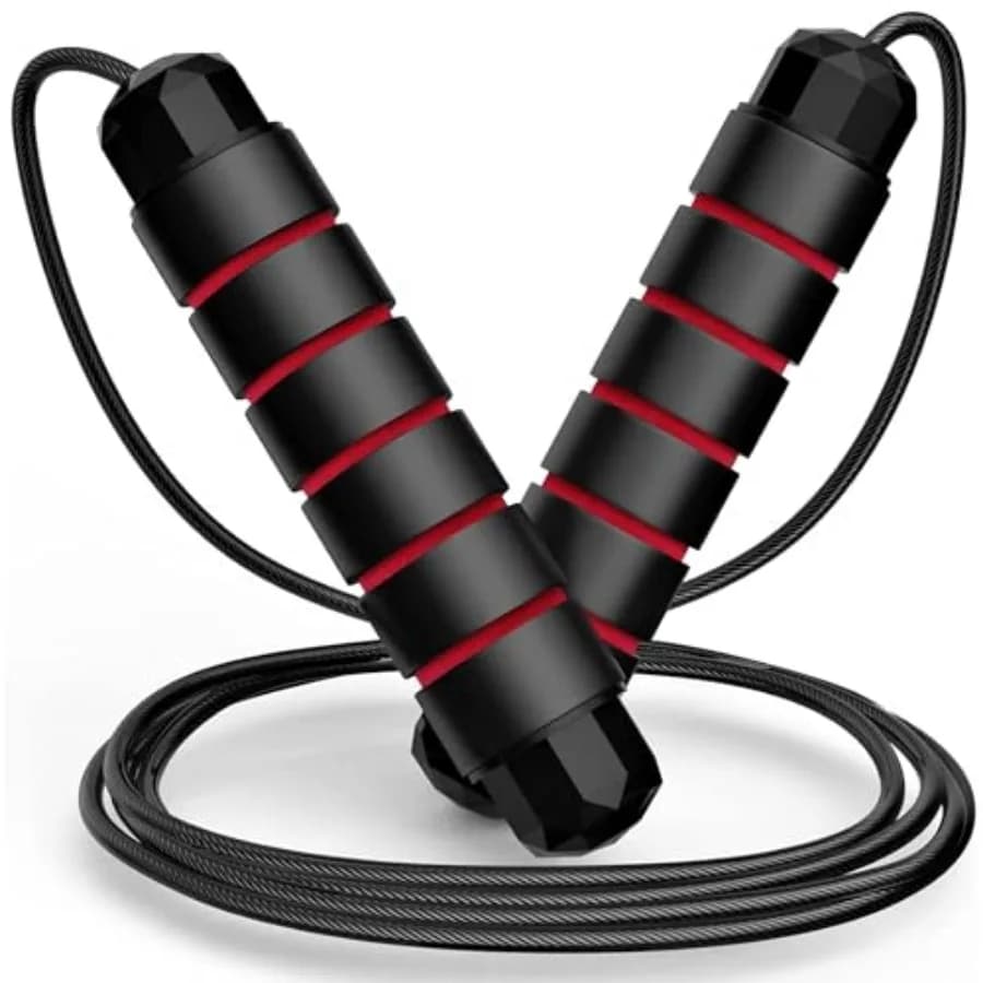 Jump Rope for Fitness, Adjustable Speed Jump Rope with Ball Bearings, Tangle-Free Skipping Rope for Women Men,Durable Steel Cab