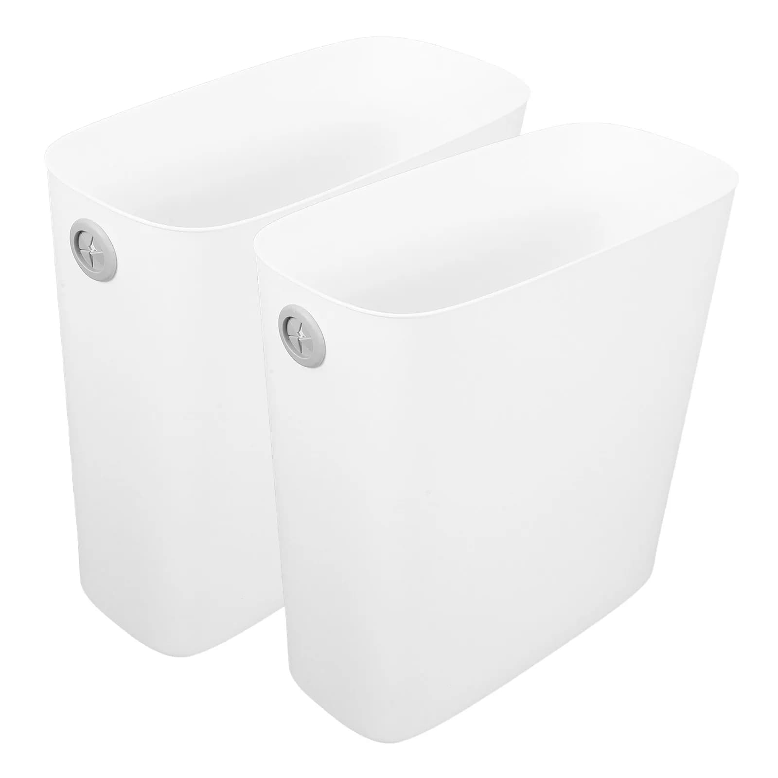 2 contenitori per rifiuti bianchi sottili, contenitori per immondizia stretti per cucina, bagno, ufficio, camera da letto, cestino per rifiuti in plastica con anello a clip