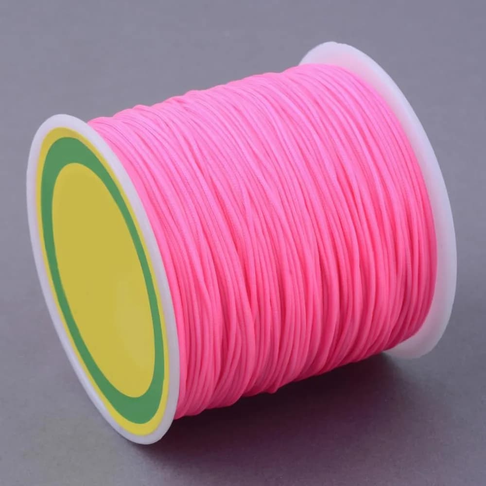 1 rotolo di filo di nylon cavo per annodare cinese cavo per perline per creazione di gioielli con perline rosa caldo 0,8 mm 100 iarde/rotolo