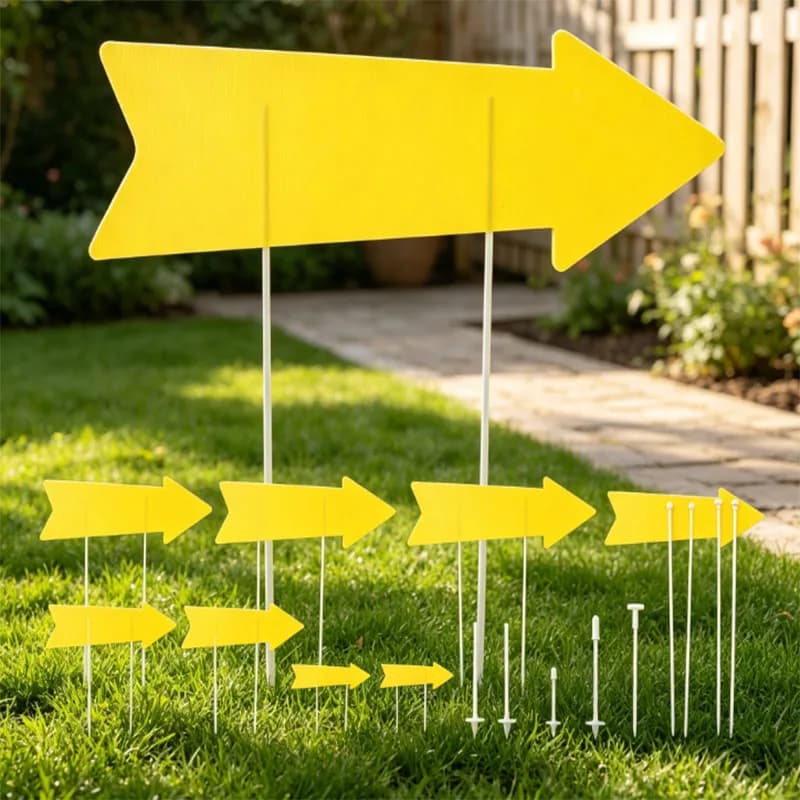 10pcs Arrow Yard Signs With Stakes Blank Yellow Corrugated Plastic Arrow Double-Sided Directional Signage For Party Decoration