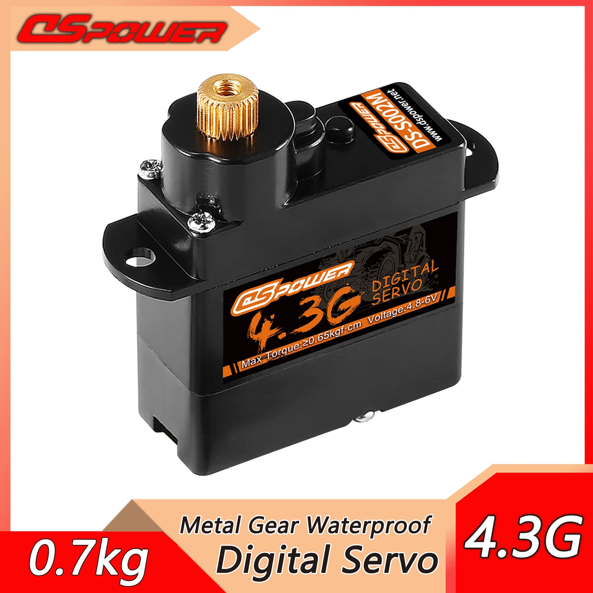 DSpower 4.3g 0.7kg Servo Metal Gear Servo digitale impermeabile per RC Crawler 1/10 Auto Barca Aereo Elicottero Robot Modello WLtoy