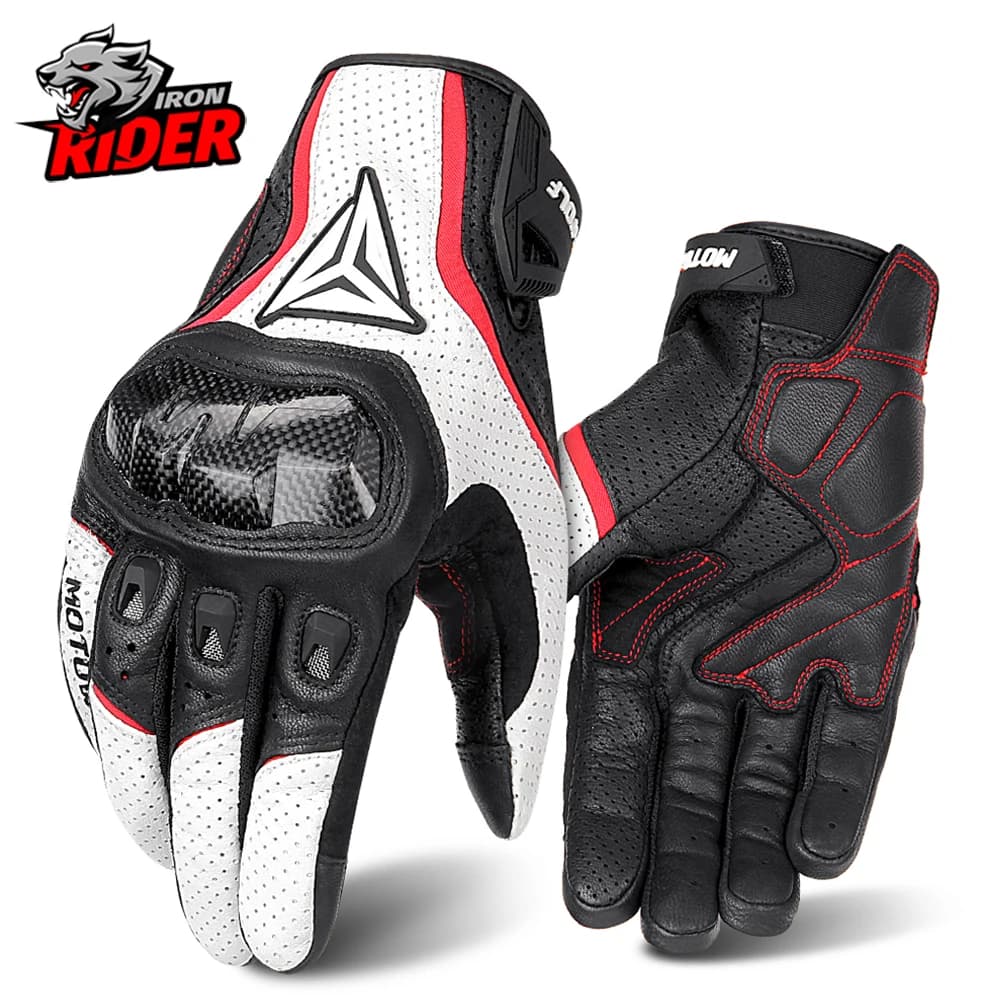Guanti da moto da uomo Guanti da moto traspiranti in vera pelle Touchscreen Stagioni Guanti da motocross da equitazione caldi antivento