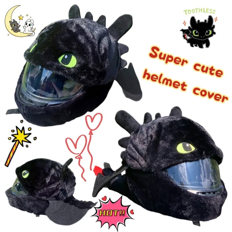 Dragon Taming Master Anime Winter Warm Windproof Cartoon Super Cute Plush Suitable for Motorcycle Helmet Cover Riding Headwear
