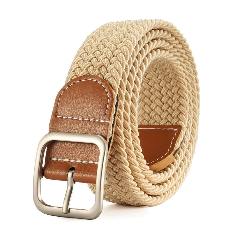 Cintura in pelle senza fori da donna, versatile, per jeans, in tela, elastica, con fibbia ad ardiglione