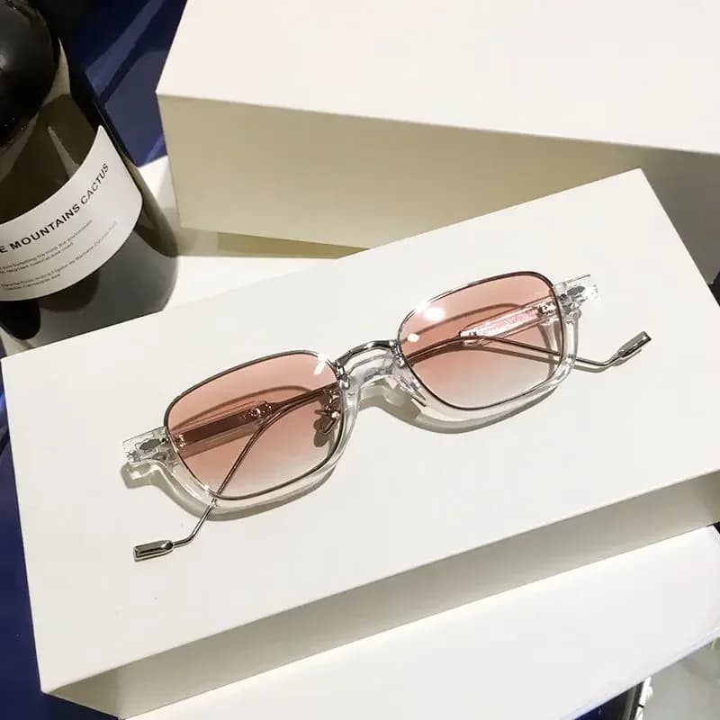 Small Frame Square Sunglasses Half Frame Metal Frame Neutral Street Photography Accessories Sunglasses Women