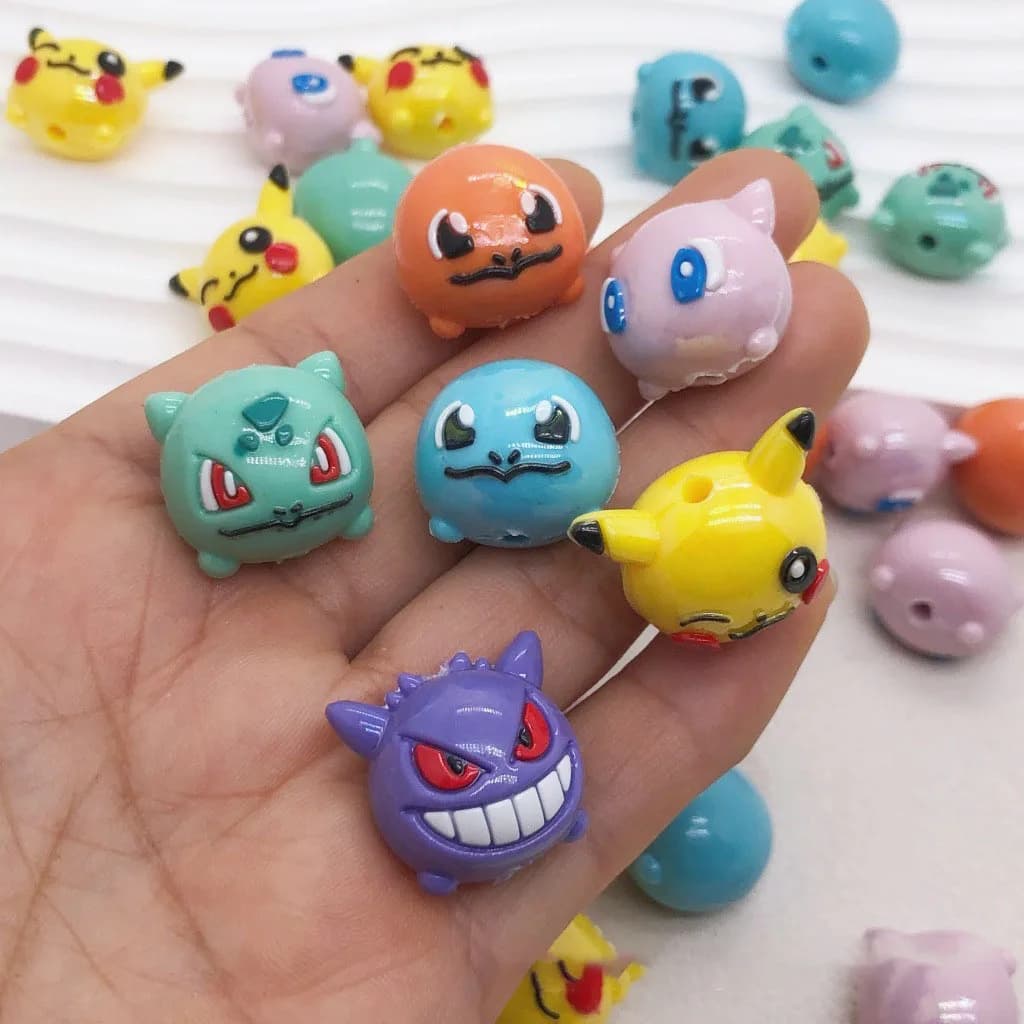 20pcs for Pokemon silicone through-hole beaded DIY mobile phone chain keychain beaded pen accessory material