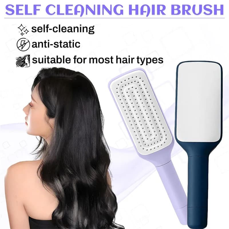 Spazzola per capelli autopulente Spazzola per capelli con setole retrattili Pettine per massaggio antistatico Sclap Pettine per depilazione con airbag per perdita di capelli con una chiave
