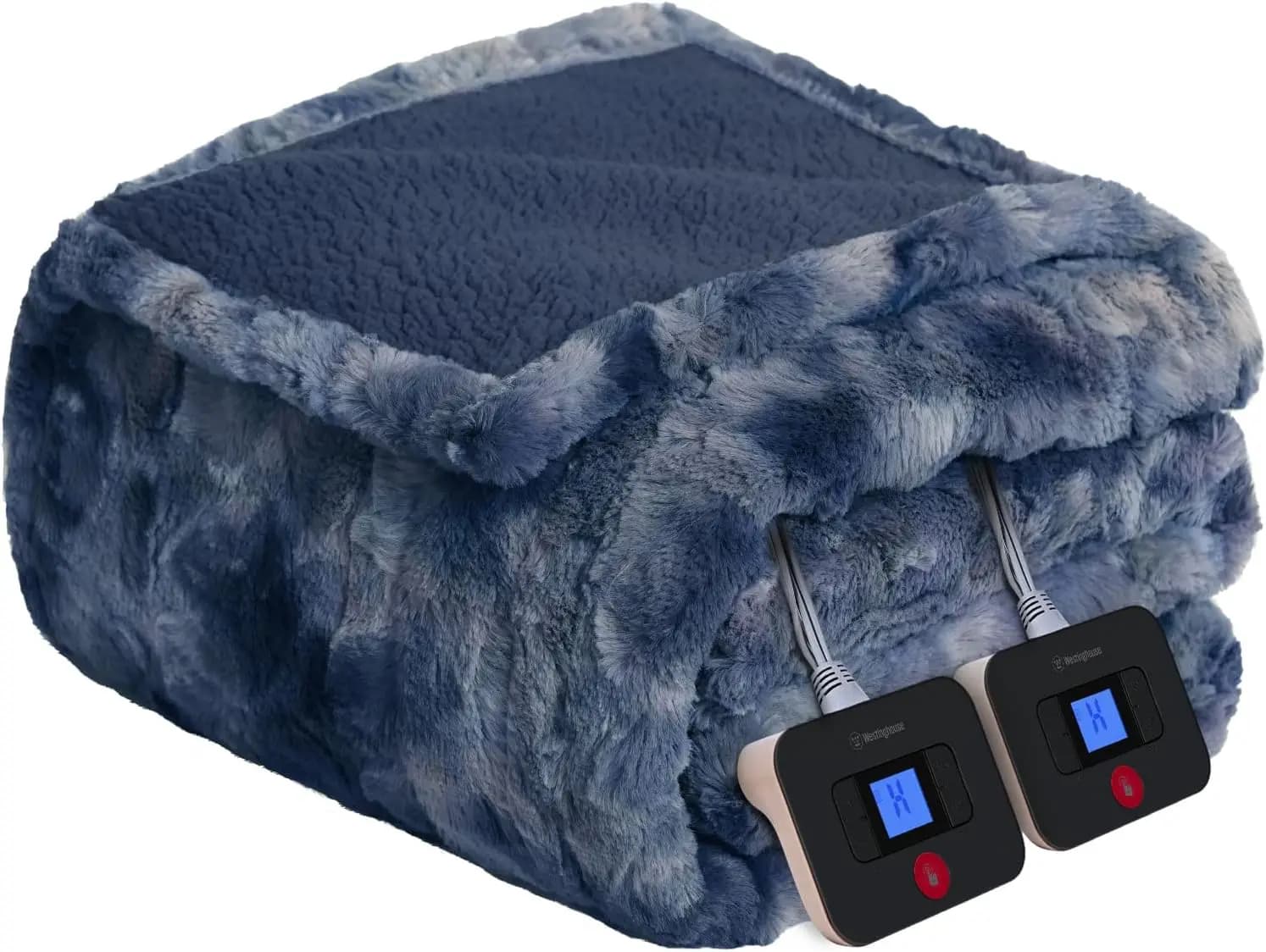 Coperta Elettrica Queen Size con 10 Livelli di Calore e Spegnimento Automatico, Morbida Coperta in Finta Pelliccia Sherpa Lavabile (84x90)
