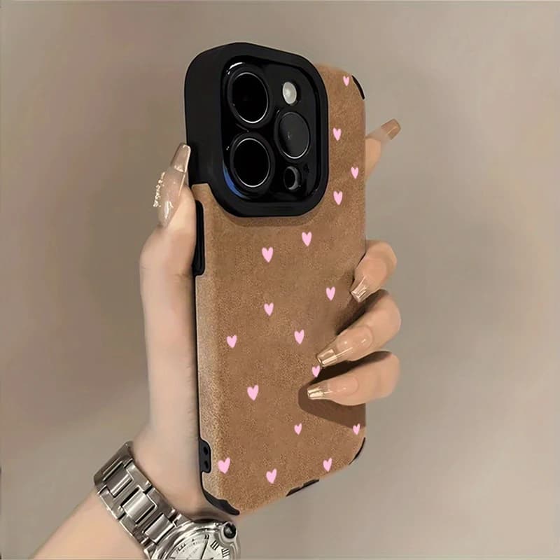 Fashion Pink Heart Pattern Phone Case for For iPhone 15 16 17 14 13 12 11 Pro Max Air XR X XS 7 8 Plus SE 2022 Shockproof Cover