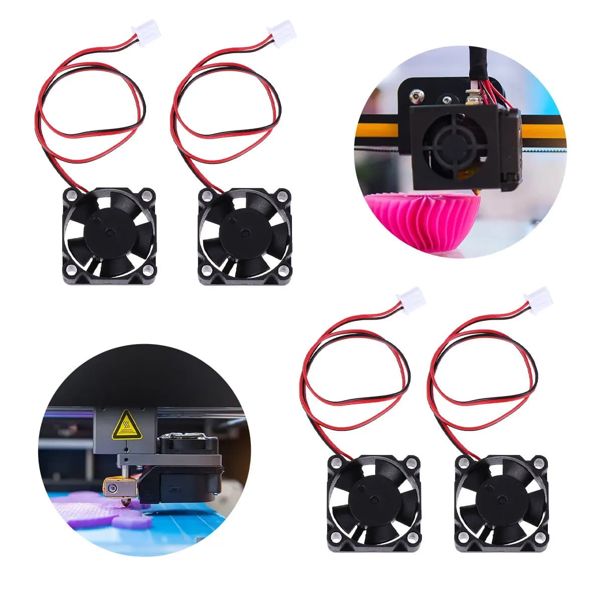 Ventola di raffreddamento per proiettore per auto, 6 pezzi, mini ventola silenziosa DC 12V, raffreddamento ad alte prestazioni per stampante 3D, DVR, piccoli elettrodomestici, colore nero