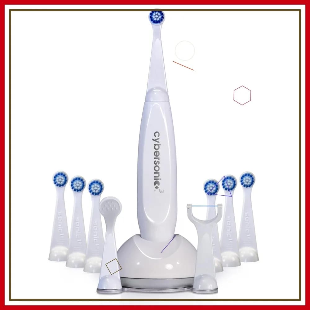 Spazzolino Elettrico con Kit Completo per la Cura Dentale, Raschietto per la Lingua e Testine per Filo Interdentale + 6 Testine di Ricambio