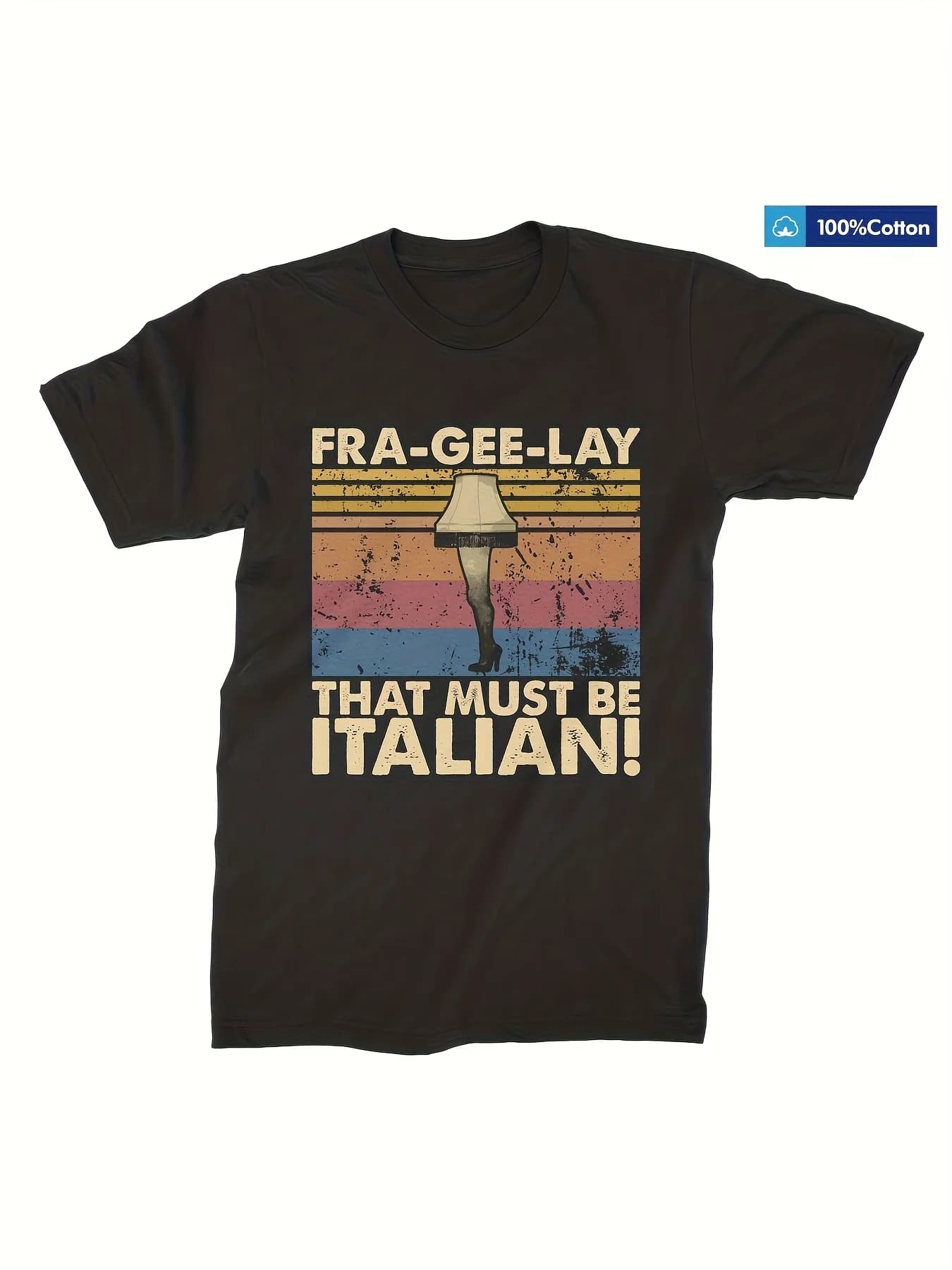 T-shirt da uomo in cotone con lampada da gamba A Christmas Story
