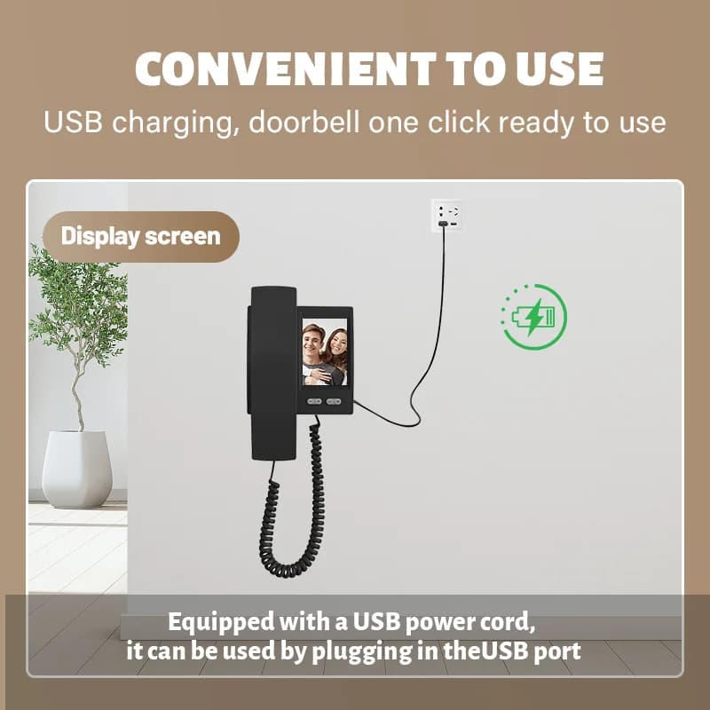 Schermo IPS da 4,3 pollici Citofono senza fili Campanello visivo Videocitofono intelligente Visualizzatore spioncino Telecamera per porta