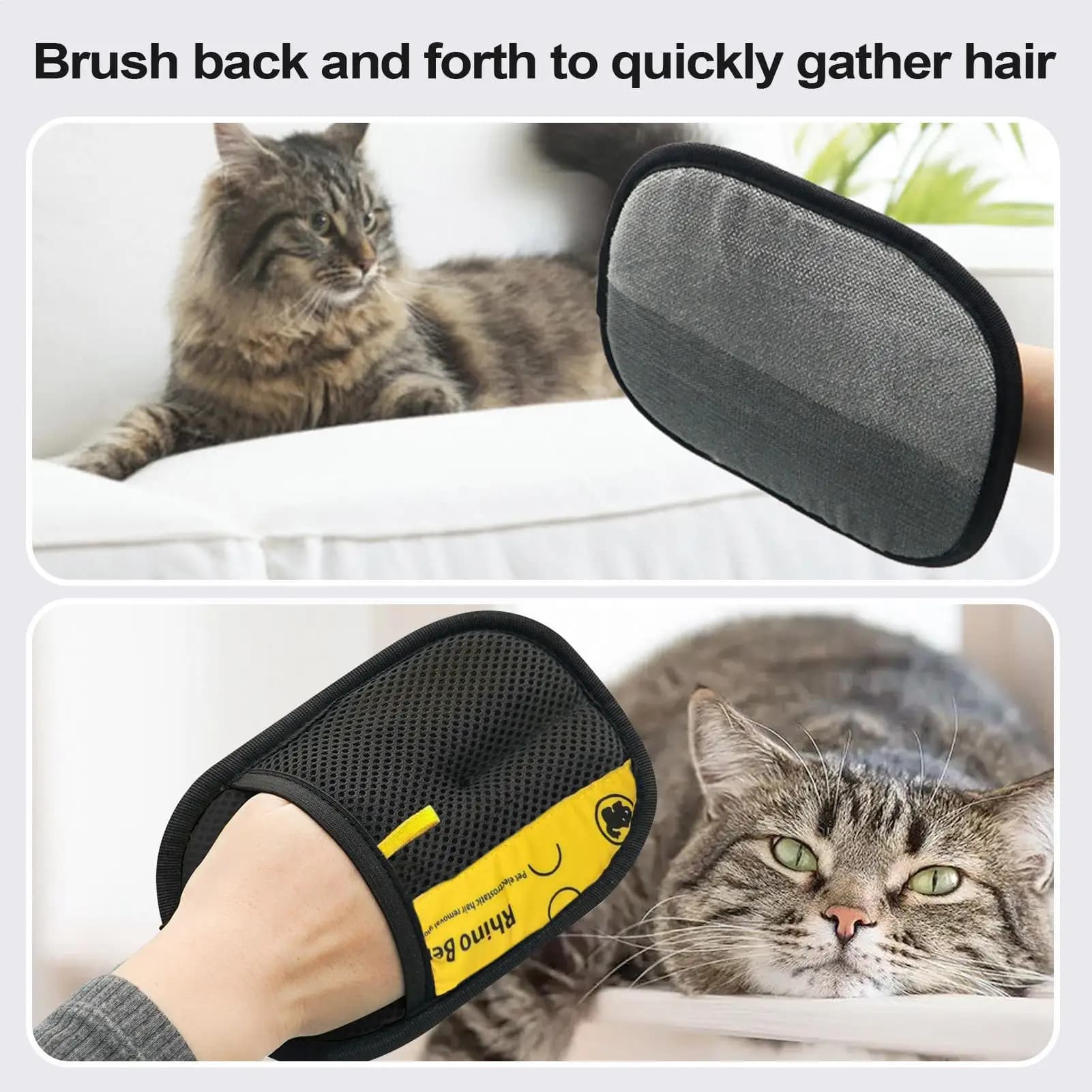Guanti per rimuovere peli di animali domestici da 2 pezzi, guanto per spazzola per toelettatura per cani e gatti per il bagno, guanto per la pulizia per mobili, lenzuolo per auto
