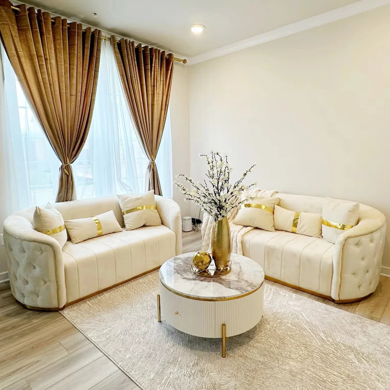 For Modern Luxury Living Room Sofa Set Fabric Cover Lounge Sofas for Villas Apartments Hotels Living Room Furniture