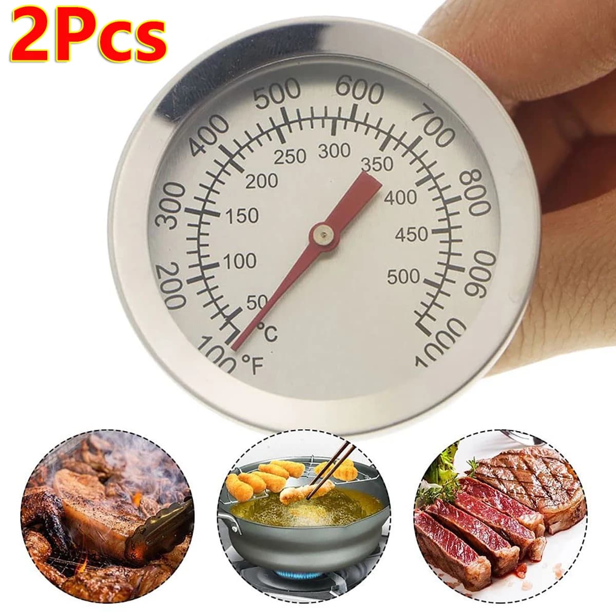 2 pezzi in acciaio inossidabile barbecue affumicatore griglia termometro indicatore di temperatura 50-500 gradi Celsius barbecue accessori da cucina campeggio