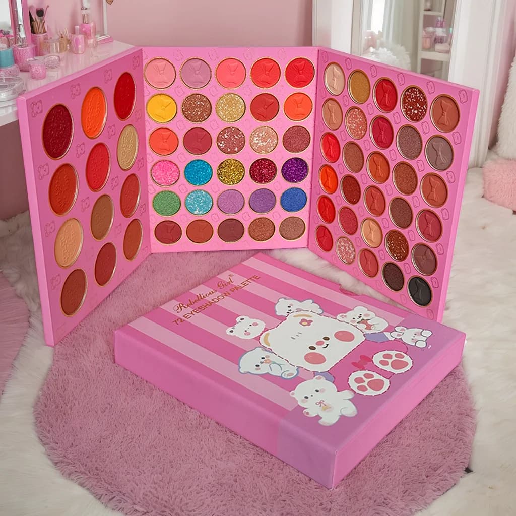 72 color pink umbrellas, opaque and glitter shiny tones, complete set of mauve makeup in pink gold for everyday celebrations and gifts