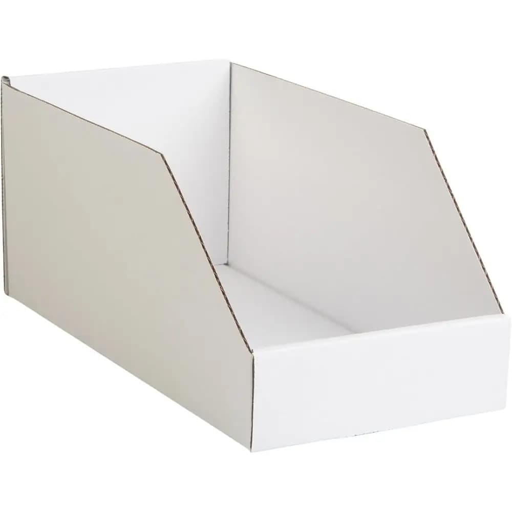 Scatola portaoggetti o contenitore per parti Hudson Exchange 6x12x5.5" (confezione da 100) in cartone ondulato, bianca, per stoccaggio e organizzazione