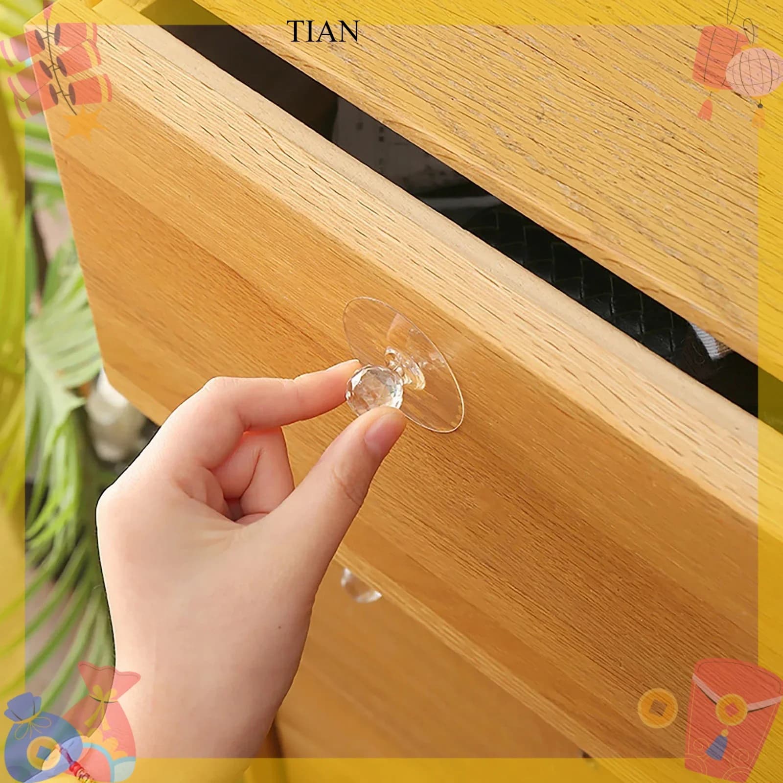 TIAN 2pcs invisible cabinet door handle cabinet door handle no punch sticker self-adhesive drawer cabinet wardrobe window handle