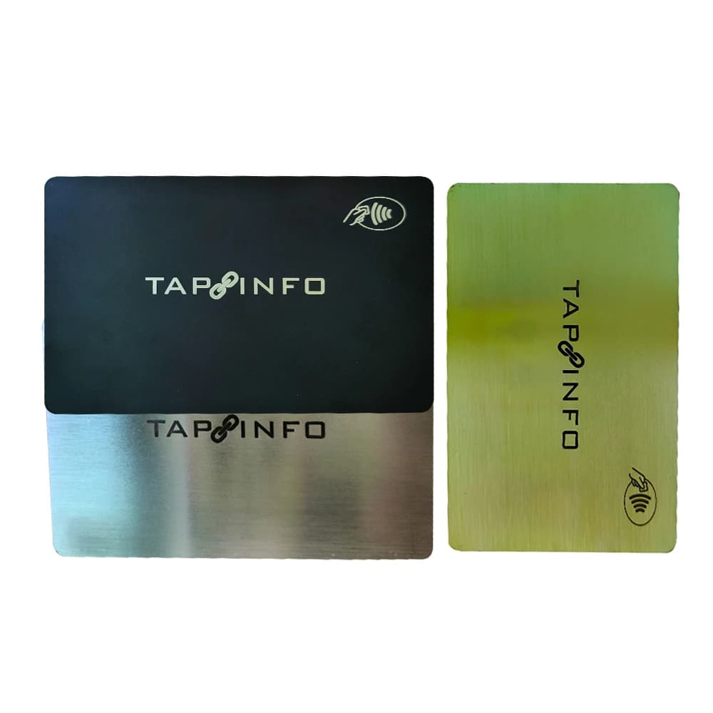 5 Pezzi Carte NFC Intelligenti 13.56MHz 504 Byte, Biglietti da Visita Premium Personalizzati con Logo Stampato su Metallo, Carte NFC in Acciaio Inossidabile