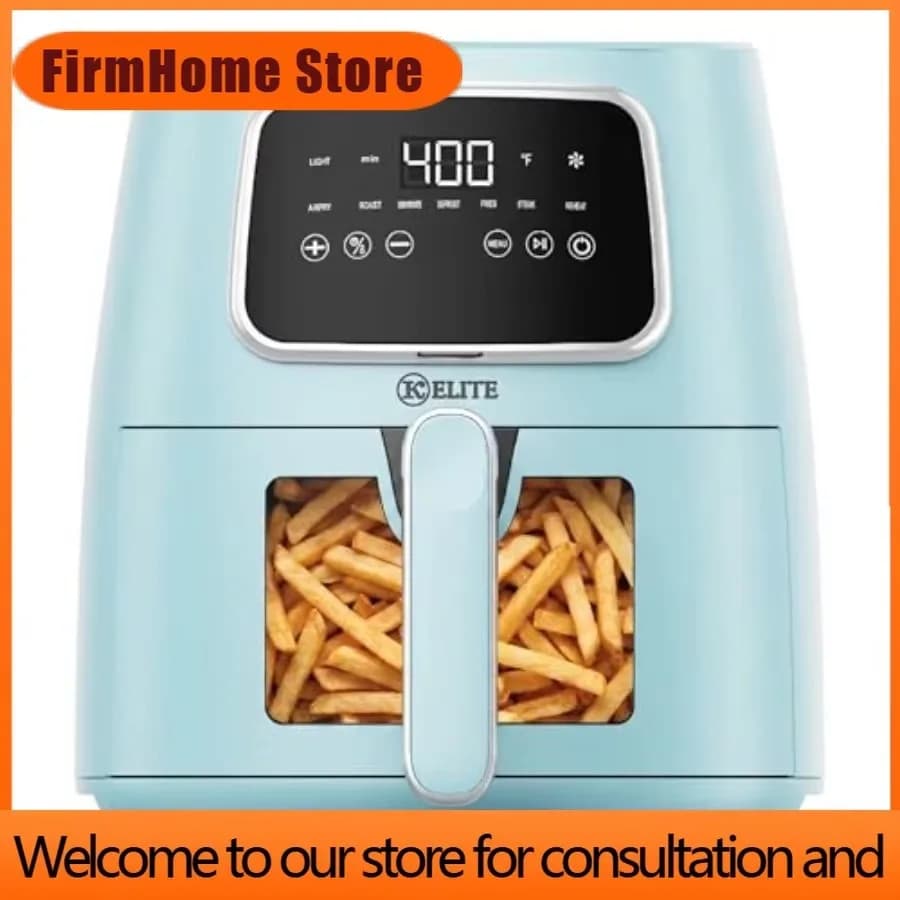 FirmHome Store5.5 Qt Compact Digital Air Fryer 7-in-1 Small Air Fryer With LED Screen Nonstick Dishwasher Safe Basket Space-Effi