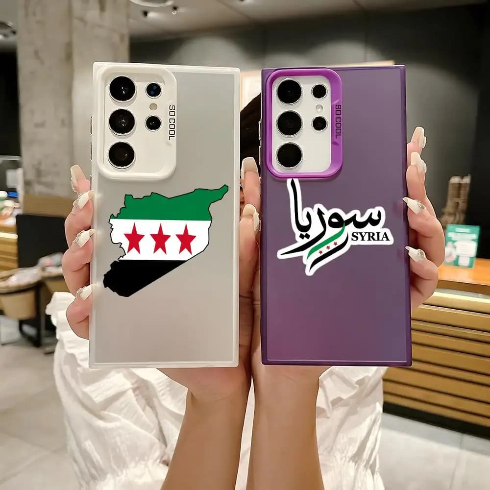New Flag Syria Design Phone Case for Samsung Galaxy S25 Edge S24 S23 S22 S21 S20 Ultra Fonda Silicone Silver Case