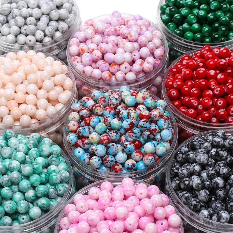 30 pz Perline Rotonde in Vetro Colorato da 8 mm, Perline Sciolte con Foro da 1 mm per Braccialetti, Collane, Orecchini, Creazione di Gioielli Fai da Te, Accessori Artigianali