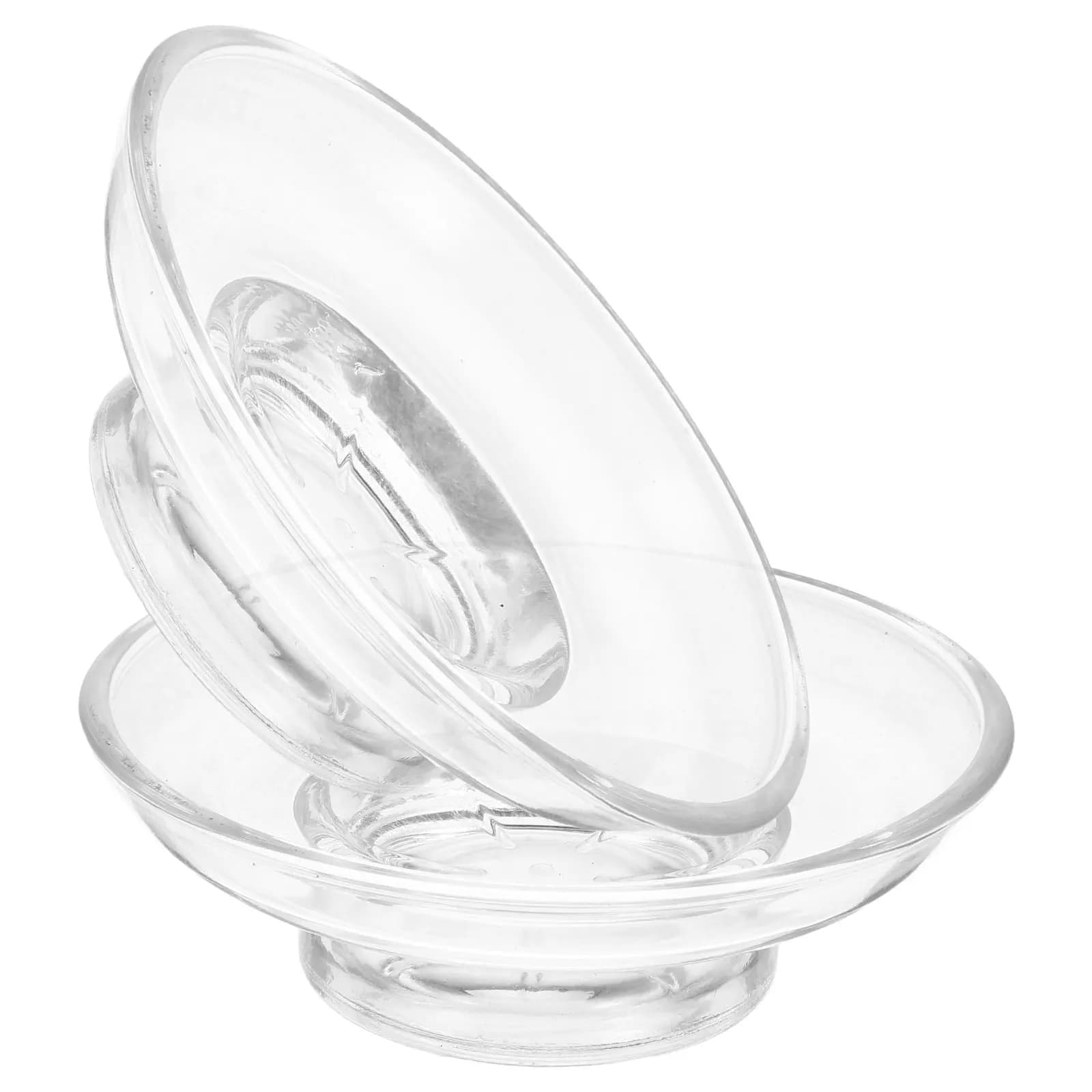 2pcs Transparent Glass Soap Dish Round Clear Replacement Bathroom Soap Holder Toothbrush Cup Liquid Dispenser Toilet Brush Cup