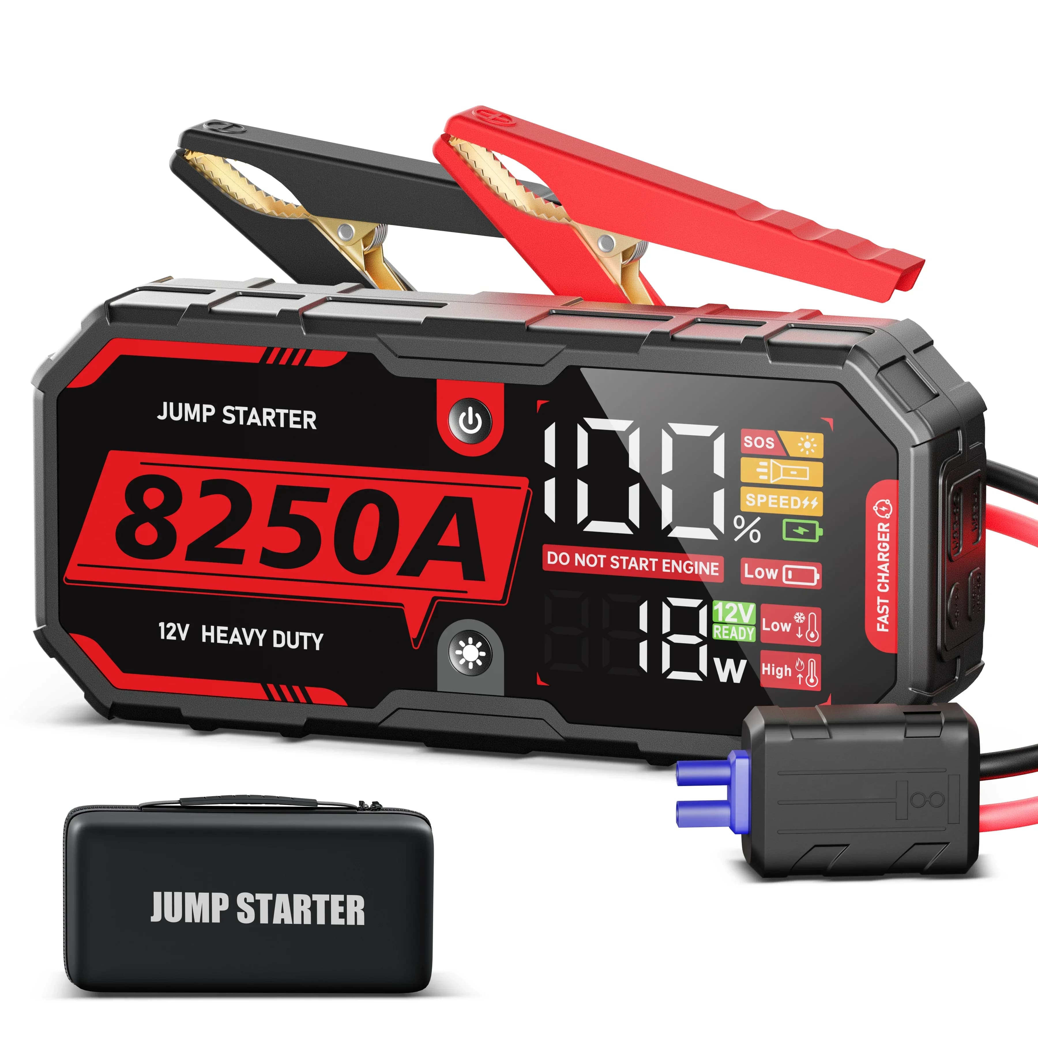 Pacchetto avviamento batteria per auto per motori a gas fino a 13 litri e 16 litri Del con cavo ponticello Batteria PD65w 32000 mAh
