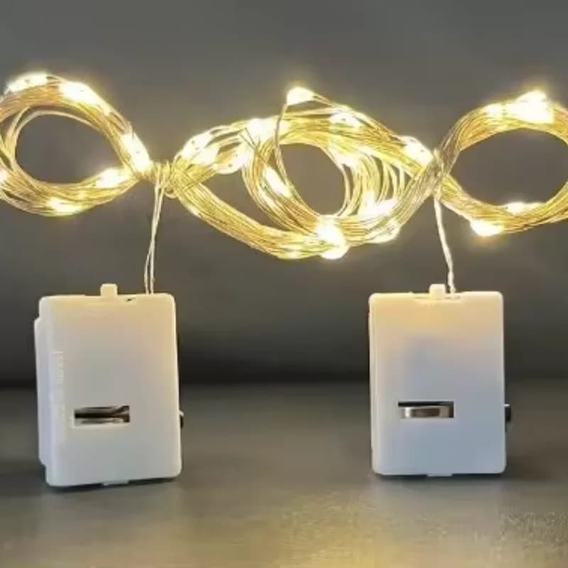 Luci a stringa LED da 0,5 m Ghirlanda di lucine in filo di rame alimentate tramite USB/alimentate a batteria per decorazioni natalizie per matrimoni e feste