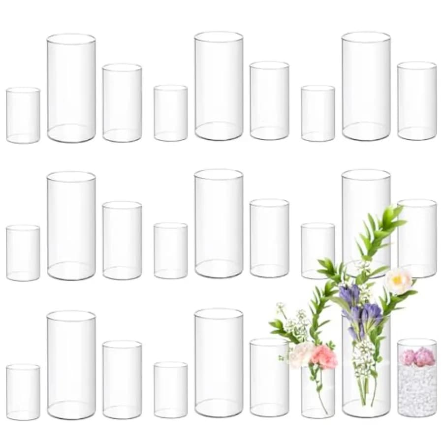 Pack Acrylic Cylinder Vases 46 8 Inch Tall Clear Acrylic Flower Vase Bulk Floating Candle Holders Cylinder Plastic Vases for Ce