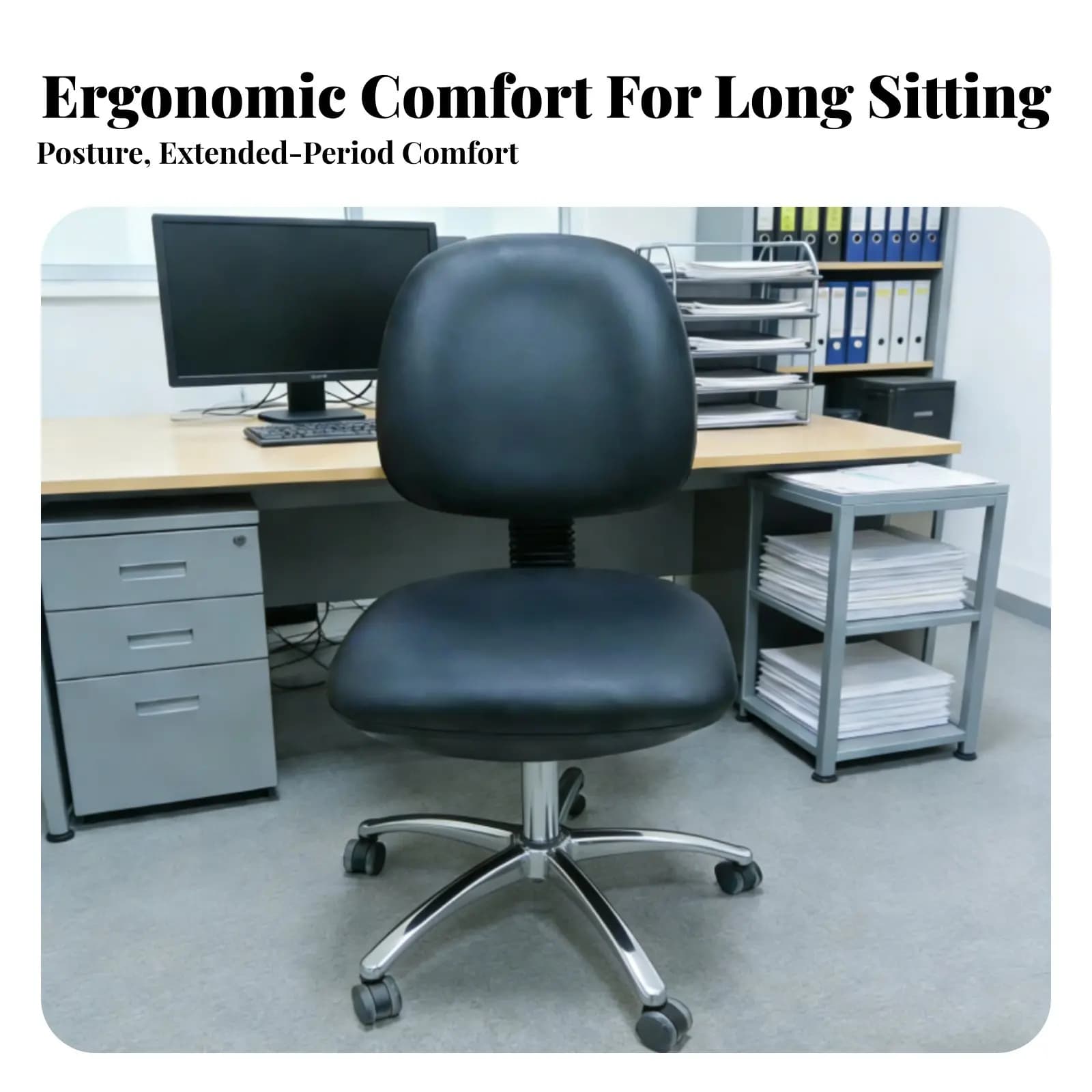 Sedia Girevole Imbottita con Rotelle, Altezza Regolabile, Arredo Ufficio, Cuscino Spesso, Design Ergonomico per Uso Domestico