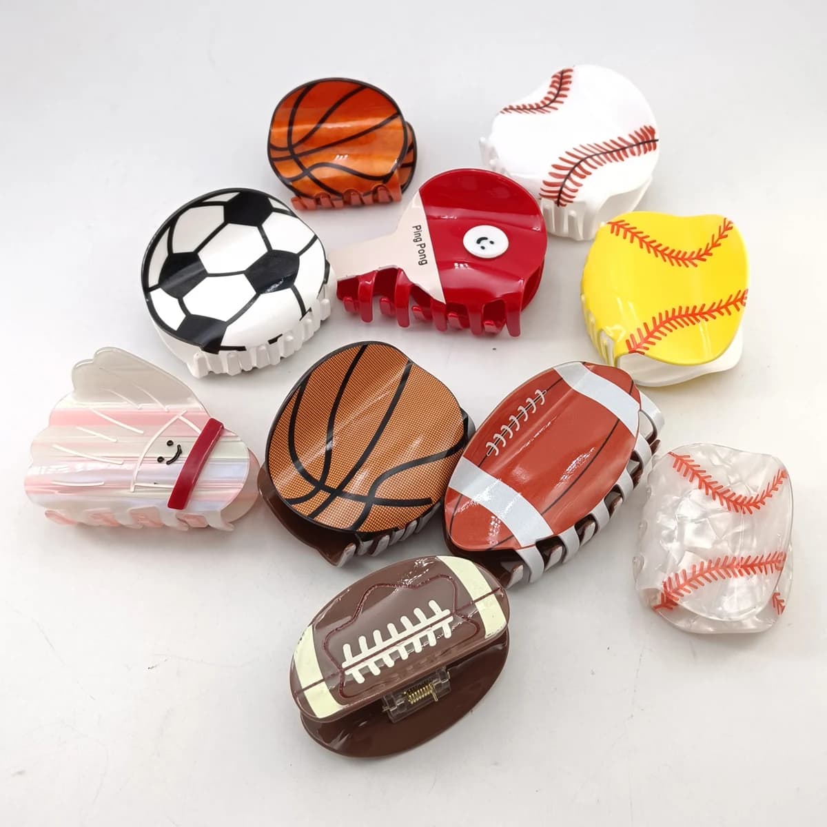 Sport Atletico Calcio americano Basket Baseball Artiglio dei capelli Clip Donne Ragazze Palloni da calcio Accessori per capelli Copricapo