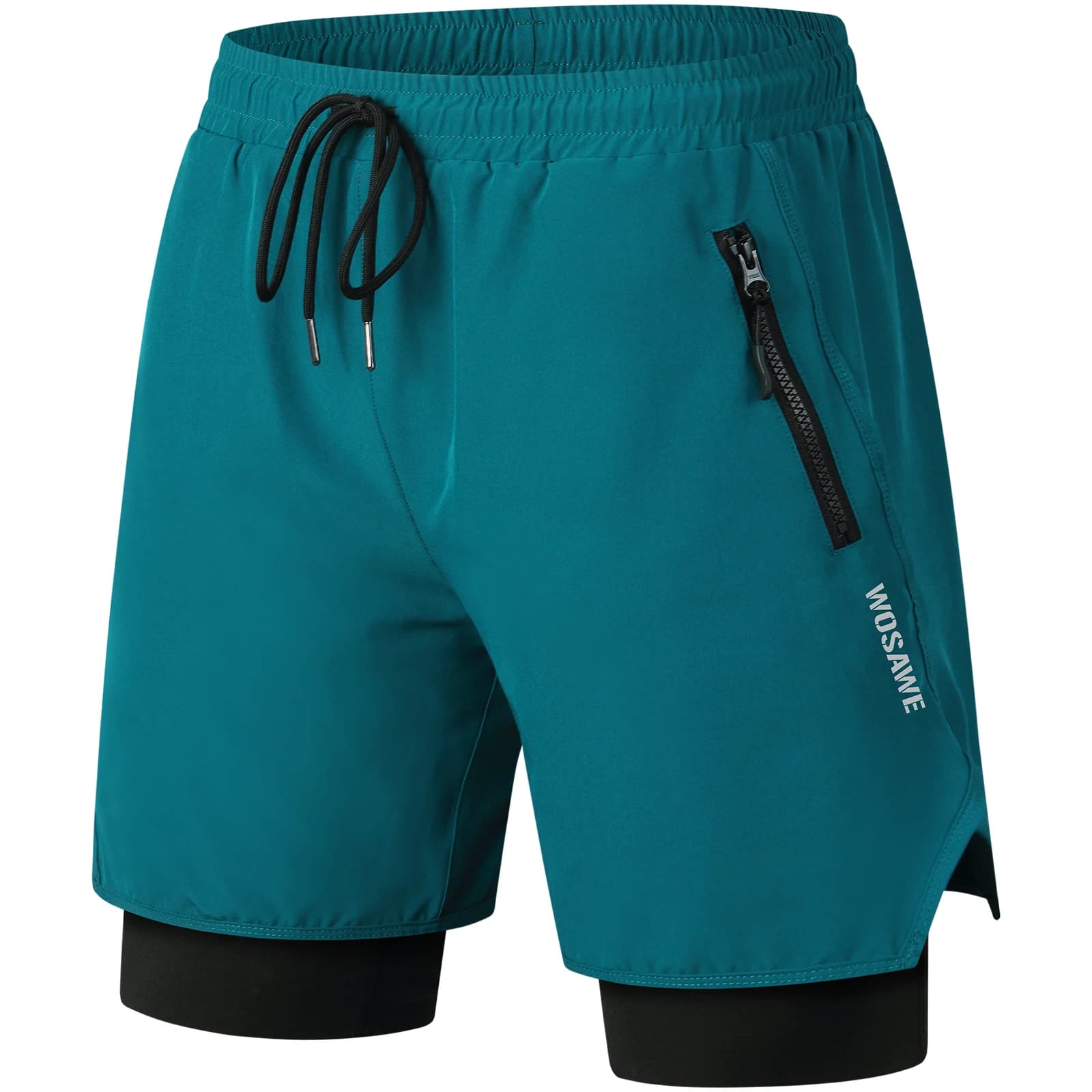 Pantaloncini MTB Estivi WOSAWE per Uomo, 2 in 1, Imbottiti, a Doppio Strato, ad Asciugatura Rapida per Mountain Bike e Downhill